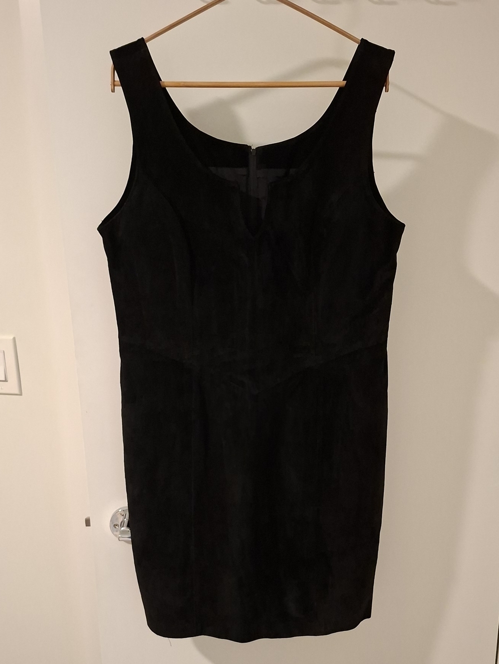 Vintage 90's Danier Black Genuine Suede Basque Waist Mini Dress (Size L)